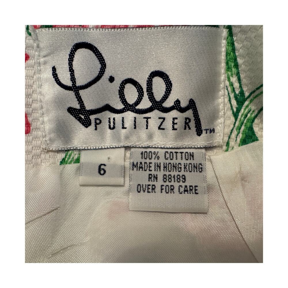 Lilly Pulitzer Daisy Trellis Scalloped Skirt Pink and Green Size 6 - Picture 4 of 8